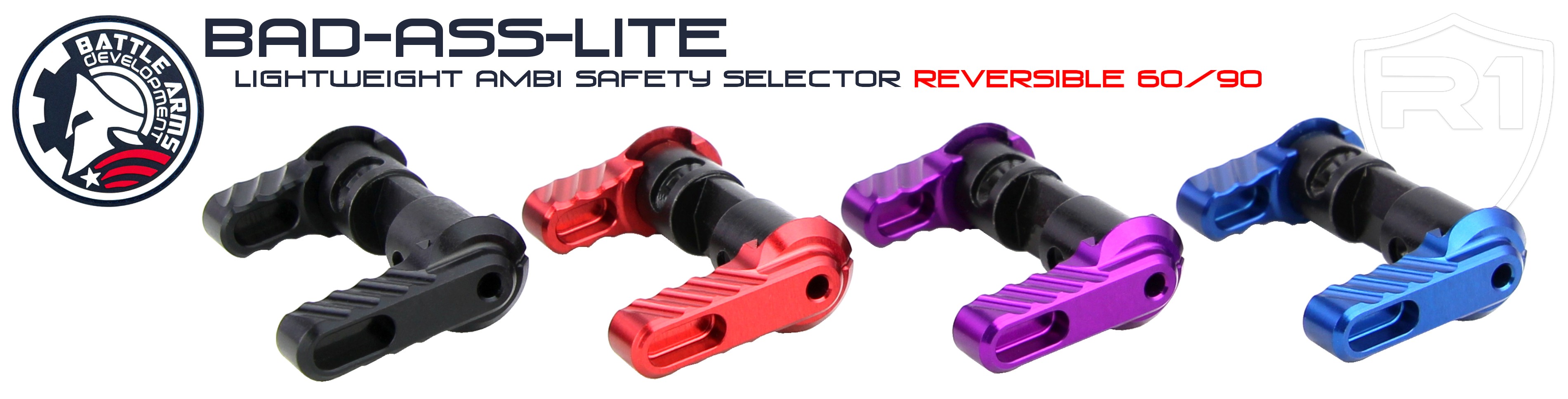 Battle Arms Development Lightweight Ambidextrous Safety Selector 60/90 Degree (BAD-ASS-LITE) - Purple | Redcon1 Tactical