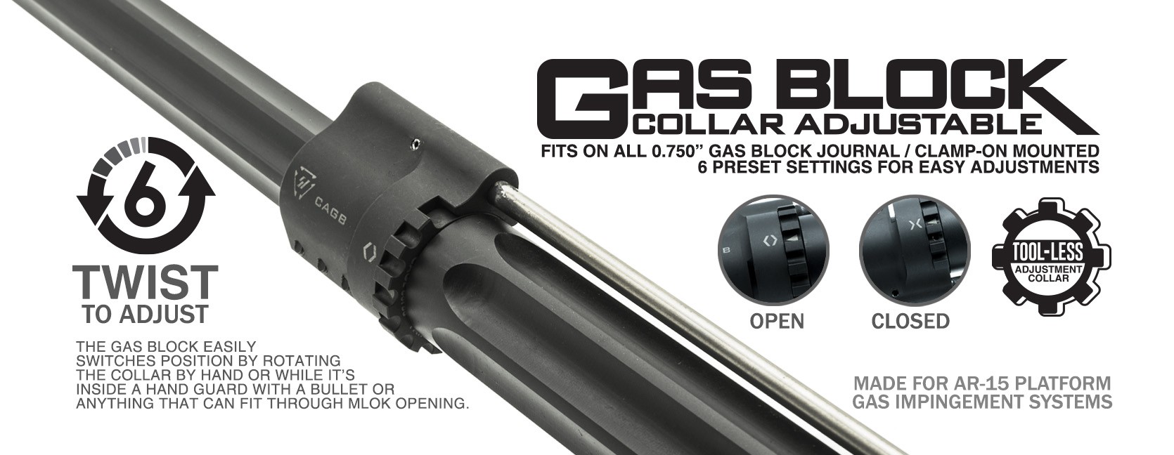 Strike Industries Collar Adjustable Gas Block .750 | Redcon1 Tactical
