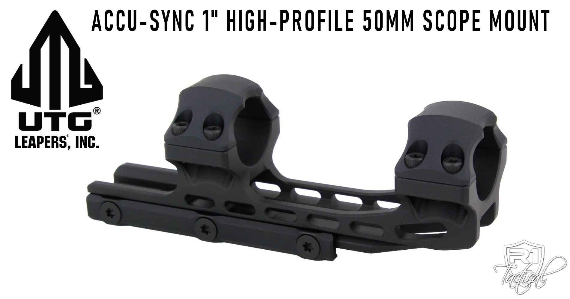 Leapers UTG ACCU-SYNC 1 inch High Profile 50mm Offset Scope Mount - Black | Redcon1 Tactical