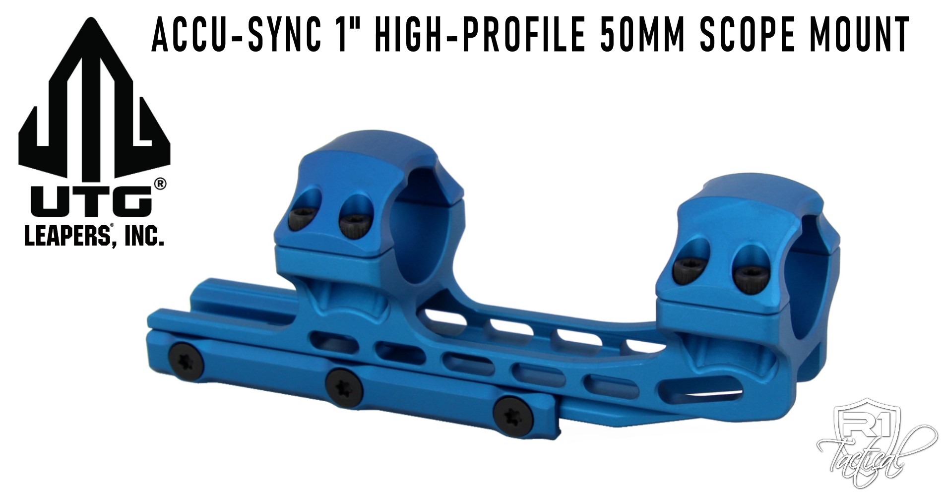 Leapers UTG ACCU-SYNC 1 inch High Profile 50mm Offset Scope Mount - Blue | Redcon1 Tactical