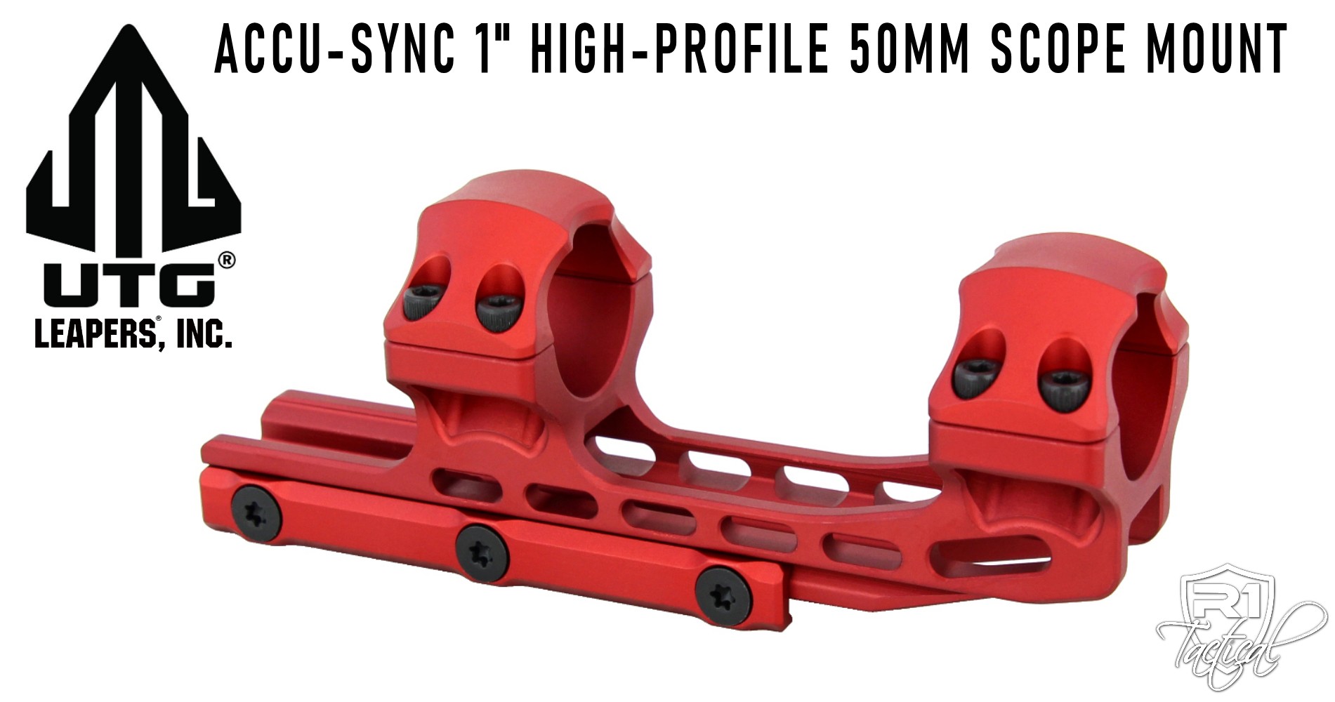Leapers UTG ACCU-SYNC 1 inch High Profile 50mm Offset Scope Mount - Red | Redcon1 Tactical