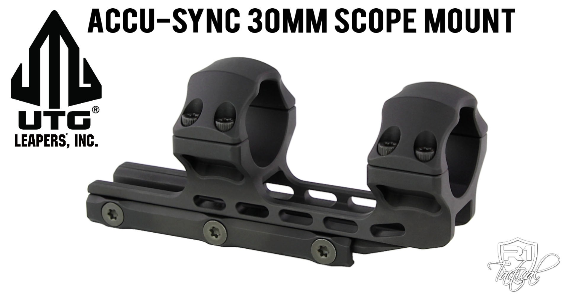 Leapers UTG ACCU-SYNC 30mm High Profile 34mm Offset Scope Mount Anodized - Black | R1 Tactical