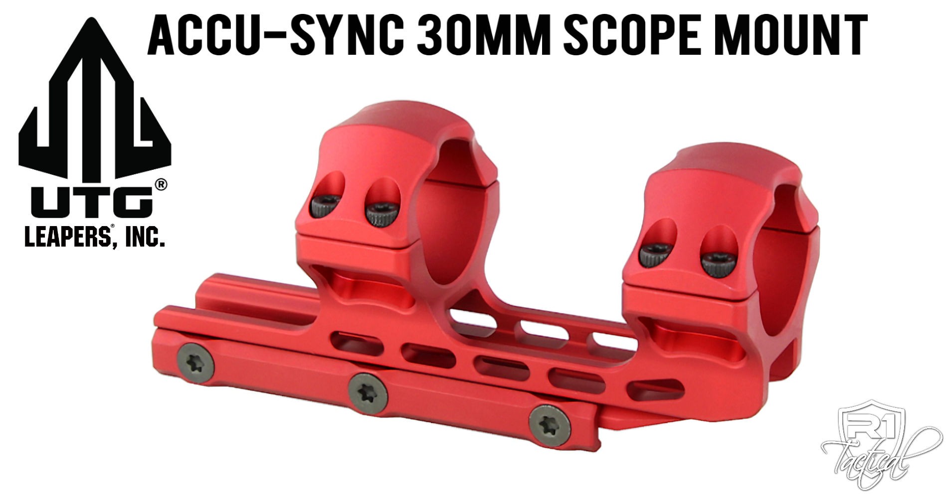 Leapers UTG ACCU-SYNC 30mm High Profile 34mm Offset Scope Mount Anodized - Red | R1 Tactical