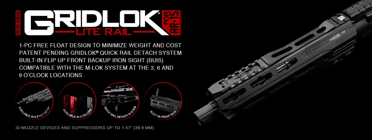 Strike Industries GRIDLOK LITE Rail M-LOK for AR-15 Black | Redcon1 Tactical