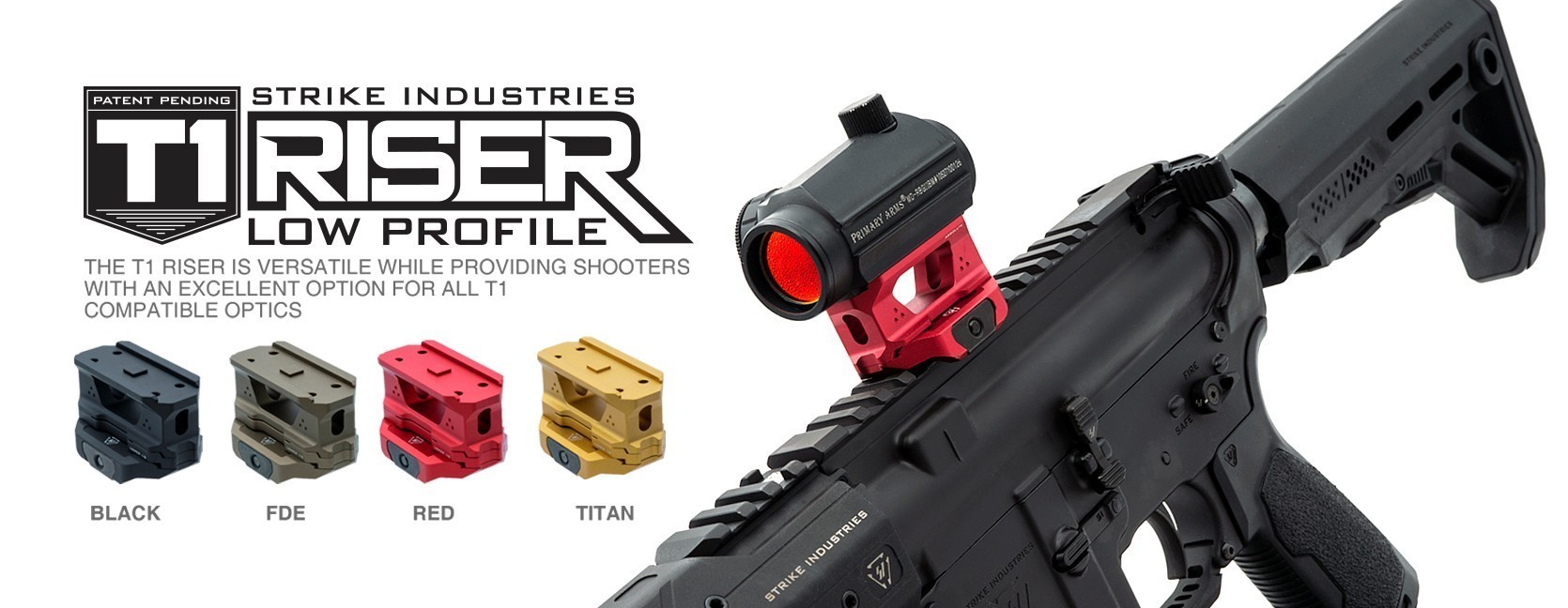 Strike Industries T1 Low Profile Riser Mount - Black | Redcon1 Tactical