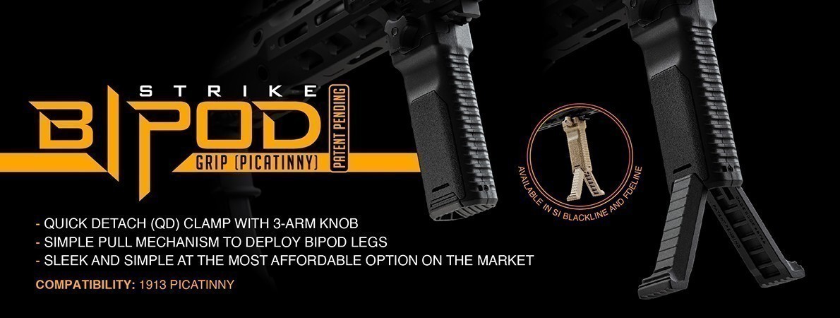Strike Industries Bipod Grip (Picatinny) - Black | R1 Tactical