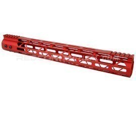 Guntec USA 15" MOD LITE Skeletonized Series M-LOK Free Floating Handguard Monolithic Top Rail - Anodized Red