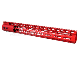 Guntec USA 15" Air Lite Series M-LOK Free Floating Handguard Monolithic Top Rail - Anodized Red