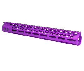 Guntec USA 15" Ultra Lightweight Thin M-LOK System Free Floating Handguard Monolithic Top Rail - Anodized Purple