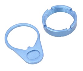 R1 Tactical AR Steel End Plate and Castle Nut Mil-Spec - Frost Blue