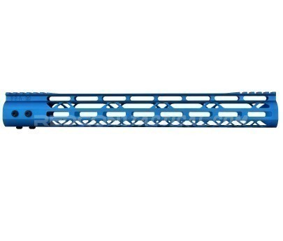 Guntec USA 15" MOD LITE Skeletonized Series M-LOK Free Floating Handguard Monolithic Top Rail - Anodized Blue
