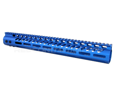 Guntec USA 15" Ultra Lightweight Thin M-LOK System Free Floating Handguard Monolithic Top Rail - Anodized Blue