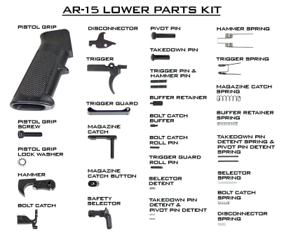 ODIN Works AR-15 Lower Parts Kit - Black